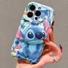 Disney Lilo & Stitch Phone Case, Official Stitch Character Design, Stitch With  Collage Background In Soft Plush Texture On A Pastel Blue Background With Stars And Flowers Protective Cover. Compatible With IPhone 17, 16, 15, 14, 13, 12, 11 Pro Series, Featuring The Cute Alien Surrounded By Nostalgic Photo-Style Elements, Perfect For Stitch Fans And Disney Lovers Who Love A Whimsical, Retro Design, Ideal For Birthdays, Holidays, Anniversaries, Graduation Gifts, Or Any Special Occasion To Surprise Family, Friends, Classmates, And Loved Ones. - trắng - Xem 5