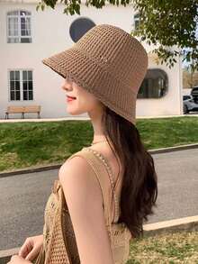 1顶女士多功能纯色遮阳帽，新款夏季轻便时尚户外防晒沙滩帽，舒适休闲，适合海滩度假、郊游、购物等场合、假日、旅行 - MZ3560 - 查看 13