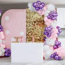 Palloncini rosa e viola, 30 pezzi da 10 pollici palloncini in lattice rosa e bianco, palloncini in alluminio metallizzato viola con paillettes per decorazioni di feste di compleanno, baby shower, matrimonio, anniversario, festival e servizi fotografici - 18 YEARS - Visualizzare 3