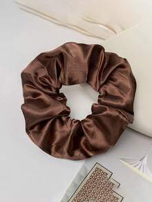 12pcs/1pc Women's 10cm/3.9in High-Quality Silky Satin Black, White, Khaki, Brown Hair Scrunchies, Fashionable Versatile Elegant Minimalist Solid Color Hair Ties, Suitable For Daily Wear, Casual, Party, Commute, Beach, Bun, Ponytail, Face Washing, Makeup, Outfit Accessory Elastic Hair Ties - Multicolor - View 7