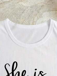 Mother's Day T-Shirt - Letter Print T-Shirt For Mother's Day - Casual Short Sleeve Crew Neck T-Shirt For Women, Ideal For Summer And Spring Wear. - 白色 - 查看 3