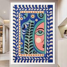 Enmarcado 3 láminas 2D planas con vibrantes diseños abstractos de rostros y marcos de  de pino - Lienzo , estilo moderno y clásico, perfectas para la decoración del dormitorio, sala de estar u oficina, uso interior/exterior,  para dormitorio |  decorativo | lienzo , decoración de pared - Enmarcado - View 1