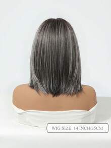 Peluca bob gris con flequillo, peluca de cabello corto y liso resistente al calor sintético para mujeres, aspecto natural para uso diario, fiesta y cosplay - Gris Oscuro - Ver 6