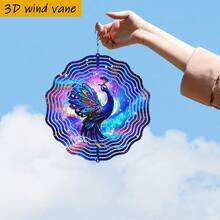 1个3D“孔雀在多彩宇宙中翩翩起舞”风车摆件，尺寸10英寸*10英寸，带旋转挂钩，可360°旋转，DIY创意风车，适合母亲节、父亲节、送给女性朋友，可悬挂装饰（不含吊坠），款式随机。 - A - 查看 5