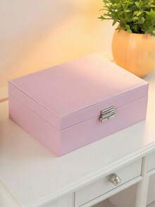 1pc New Double-Layer Lockable Jewelry Storage Box, Lockable Jewelry Organizer, Drawer-Style Jewelry Box, Can Store Earrings, Rings, Watches, And Other Accessories School Supplies - Jewelry Box - View 9