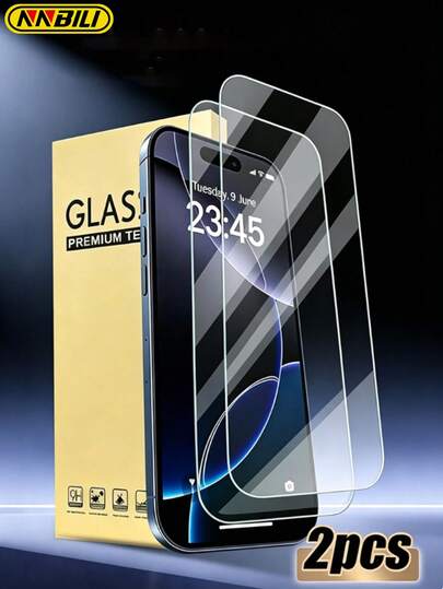 2 pezzi NNBILI Protezione Schermo in Vetro Temperato HD, Copertura Completa, Compatibile con iPhone 17 16 15 14 13 12 11 Pro Max 17e 16e X Xs Max 7 8 Plus, Durezza 9H, Trasparente, Resistente ai Graffi, Anti-Caduta, Anti-Urto, Anti-Impronta