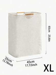 1 pieza Cesta de lavandería plegable con asa de madera, cesto de almacenamiento plegable para baño, lavadora, ropa, organizador de tela para camisetas, jeans, ropa interior, calcetines, ropa de cama, dormitorio, cocina, solución de almacenamiento doméstico, diseño compacto y ahorro de espacio, cesta tejida resistente - Albaricoque - Ver 8