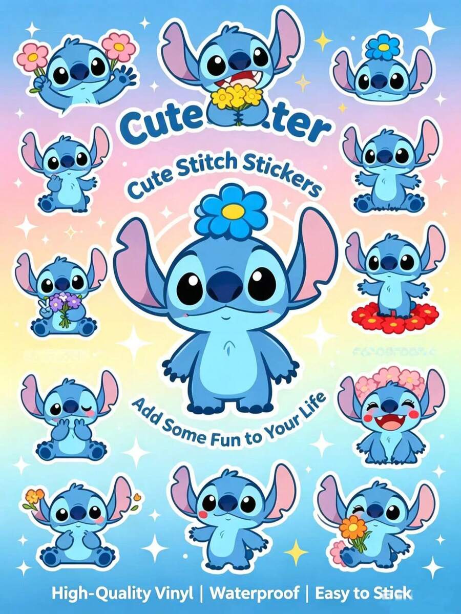 Bộ 24 miếng dán Stitch của Disney dùng trang trí ly rượu, hình dán vinyl chống thấm nước dễ thương chủ đề Lilo & Stitch, hình dán Stitch Kawaii để tự trang trí cốc, ly, cốc giữ nhiệt, sổ lưu niệm, quà tặng tiệc tùng, hình dán Stitch hoa lá đẹp mắt dành cho trẻ em và thanh thiếu niên, món quà hoàn hảo cho người hâm mộ Stitch. - Hình dán tự dính Stitch - Xem 1