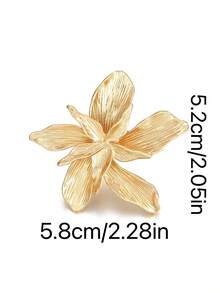 1 pieza Anillo abierto con forma de flor de 5 pétalos, minimalista y versátil, elegante y de moda, adecuado para que las mujeres lo usen en cualquier lugar - Dorado - Ver 5