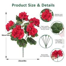1/3/60pcs Artificial Outdoor Faux Lavender Flowers & Baobab Tree Plastic Greenery, UV Resistant, Suitable For Garden, Home, Balcony, Window, Patio, Hanging Planters, Indoor Decor - Red - View 3