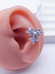 1 pieza Elegante Orejera con Circonita con Forma de Estrella, Diseño de Nicho Elegante, Estilo Elegante para Ir al Trabajo - Plateado - Ver 5