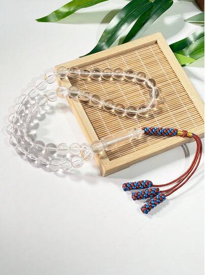 1pc Muslim 45 Beads Transparent Solid Color Handmade Braided Simple Versatile Tasbih Prayer Beads Bracelet