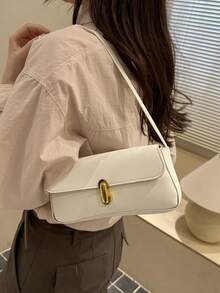 Retro Patchwork Leopard Print Elegant Underarm Shoulder Bag, Leopard Print Ladies Handbag, Leopard Print - White - View 7