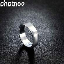 Nhẫn vuông trơn mạ bạc 925 cho nữ và nam, nhẫn cưới, nhẫn dự tiệc, trang sức đơn giản, xinh xắn và quyến rũ. - Bạc - Xem 5