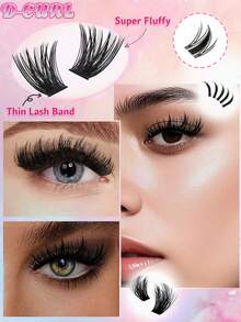 580pcs D-Curl Eyelash Extension Set: Featuring High-Capacity Design, Includes Upper And Lower Lash Clusters, Including "Comic-Style" Clusters, With Lengths Ranging From 8mm To 16mm. Aims To Help You Create A Voluminous And Alluring Eye Makeup Look. - D - View 9