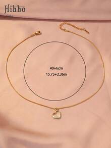Hihho 1 pièce Collier pendentif cœur creux pour femmes, chaîne serpent élégante de luxe en ton or et argent, convient pour le trajet, les rendez-vous, les fêtes et plus d'occasions - Coeur creux - Voir 8