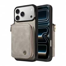 Wallet Zipper Card Holder Phone Case, RFID Blocking & Shockproof Protective Leather Cover With Stand Function, Compatible With IPhone 17Pro Max, 17Pro, 17Air, 17, 15, 16 ProMax, 14 Pro, 13, 12, 11, - Grey - View 2