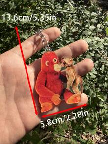 2D Flat Acrylic Hugging Monkey Keychain, Not 3D Stereoscopic, Cute Cartoon Design, Warm Embracing Shape, Can Be Used As Bag/Keychain/Backpack Charm, Lightweight Acrylic Material, Anti-Fading, A Small Gift For Friends, Girlfriends, Couples, Cute Daily Accessory - Multicolor - View 8
