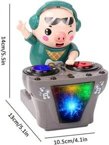DJ electrónico luz música bailando cerdo juguete juguetes musicales lindo columpio bailando cerdito juguete con música luces LED juguete Musical para niños - DJ pato-verde - Ver 4
