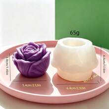 1 pieza Molde de silicona con aroma a rosa para vela, molde de silicona DIY para decoración del hogar con flor de rosa en relieve - Blanco - Ver 2