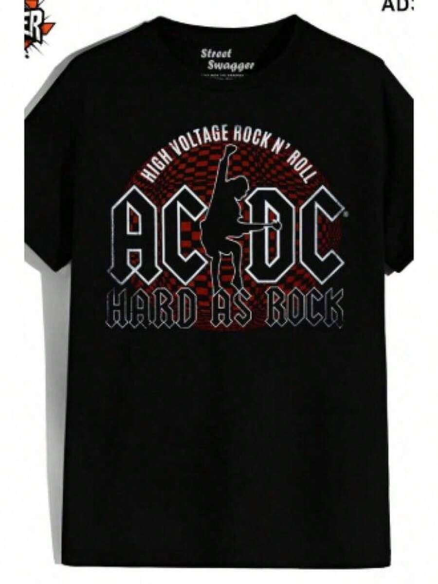 Daily Casual Tee Hard Rock Anthem Tee – Iconic Hard As Rock Text Vintage Band Style Shirt Classic Rock Anthem Enthusiasts & Collectors,1 Piece,Family Matching Outfits,Soft Comfort Short Sleeve Tee, Vivid Fashion Print, Great Friends And Family,Matching Outfits Parents And Children, Japanese Anime-Shirts, Gothic Style,,Herren,Shirts,Oberteile,Summer,Y2k,Tshirt Damen,Summer Outfits,,Muttertag,,Stockholm Style - 黑色 - 查看 1
