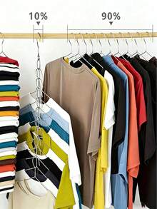7-Slot Metal Chain Hanging Hook, Space-Saving Foldable Organizer Rack, Multi-Hook High-Efficiency Storage, Durable Wardrobe Accessory For Clothing Organization - Multicolor - View 2