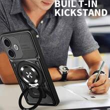 For V 60 LITE Case, Built-In 360°Rotate Magnetic Ring Stand Shockproof Protective Phone Case For V 60 Lite Phone Case - Black - View 4