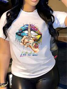 Camiseta Casual de Manga Corta para Mujer, 1 pieza, 100% algodón grueso - Cuello redondo cómodo, camiseta suave y bonita. - Blanco - Ver 2