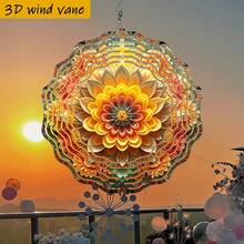 1 pieza Flor colorida en 3D que florece, de 25,5 cm/10 in * 25,5 cm/10 in con gancho giratorio, juego de giro creativo DIY de 360°, rotación impulsada por el viento, fácil instalación, adecuado para regalos de Navidad, Halloween y otras festividades (colgante no incluido), estilo aleatorio - A - Ver 6