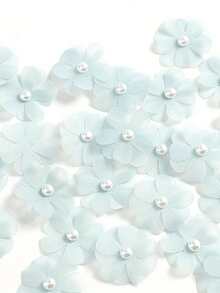 10/20/30 piezas de pétalos pequeños de tela con perlas falsas transparentes para accesorios DIY hechos a mano - Decoración versátil de flores artificiales para el hogar, bodas y compromisos - Se puede usar para tocados, guirnaldas de muñecas y accesorios de velo, contenedor no incluido - Multicolor - Ver 20