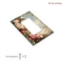 1pc [2D Printed] Vintage Rose Floral Art Light Switch And Outlet Cover Plate, Suitable For Home Office Decor, Easy Installation, No Battery Or Wiring Required - A - View 10