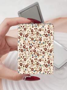 1pc Floral Countryside British Style Folding Vanity Mirror, Portable Ultra-Thin Convenient Hand Mirror, Durable PU Leather, Multi-Scenario, Suitable For All, Rectangular Folding Pocket Mirror, Delicate Floral & Butterfly Pattern Design, Foldable Structure, Wear-Resistant, Reliable, Shockproof, Easy To Carry, Double-Sided 180° Flip Cover, Multi-Functional - Multicolor - View 15