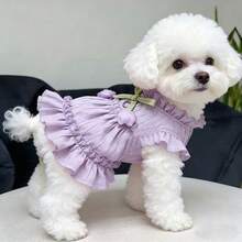 一件轻薄透气的狗狗连衣裙,适合贵宾犬、泰迪犬、比熊犬等小型犬,清凉舒适,猫咪夏季公主裙,宠物狗猫夏季公主蓬蓬裙,小型犬连衣裙 - 紫色 - 查看 2