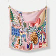 Bufanda cuadrada de marca de sillín para mujer, pañuelo de seda nuevo, diadema de lujo, Hijab, Foulard, 53cm - OP69-1 - Ver 8