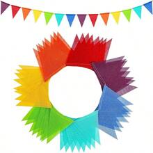 12 piezas de 4m Banderín triangular de arpillera de lino de colores retro, adecuado para decoración de cumpleaños, boda, fiesta de Halloween, se puede colgar en el hogar, otoño, vuelta al colegio, Día de San Valentín y otras ocasiones - color - Ver 10