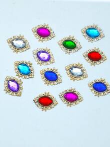 50pcs Mixed Color Oval Crystal Stones & Faux Pearl Decor, DIY Jewelry Making Supplies For Home Textile & Apparel - Large Oval Pearl - View 7