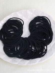 100/16个装纯色缎面发圈，柔软弹力发绳，多功能便携式女士发饰，日常及旅行使用 - 多色 - 查看 10