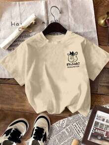 Y2K style,Fashionable styel,2026 newest,cute style,Causal style.Camiseta blanca con estampado de dibujos animados para hombre NEON DUSK180g(S-XXXL) - Caqui - Ver 2