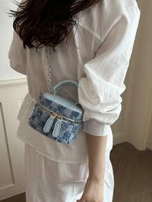 Lightweight Mini Chain Bag Quilted Handbag Bucket Bag Suitable For Girls, College Students And Office Workers - Blue - View 8