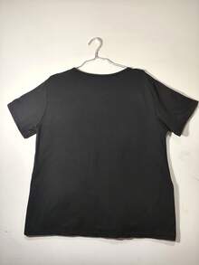 Camiseta de manga corta para mujer, estampado colorido, ropa de moda europea y americana - Negro - Ver 4