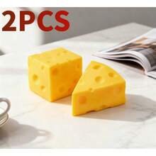 Yellow Squishy Cheese Block, Moldable Slow Rebound Squeeze Fidget Toy, Soft Elastic Tactile Sensory Decompression Gadget, Realistic Fake Food Shaped Hand Kneading Stress Relief Ornament, Portable Relaxation Desk Decor For Home, Office & Classroom - 方塊+三角 - 查看 6