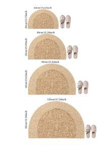 1pc Light Brown Striped Semi-Circular Doormat, Bedroom Kitchen Laundry Room Mat, Fashionable Home Entrance Rug, Living Room Entryway Indoor Outdoor Floor Mat, Textured Design, Doormat, Small Rug, Welcome Mat, Carpet, Floor Mat, Outdoor Doormat, Kitchen Rug, Home Decor, Front Door Mat, Area Small Rug, Outdoor Mat, Home Decor, Area Rug, Garden Rug, Washable Rug - Multicolor - View 7