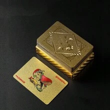 高级金黑防水扑克牌 - 适用于魔术表演和派对娱乐。材质更适合派对使用、创意玩具、纸牌和扑克系列、德州扑克。 - 黑金色 - 查看 7