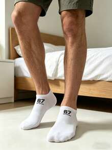 3/6/9/15 Đôi tất unisex màu đen trắng xám in số, kiểu dáng tối giản cơ bản, phù hợp cho mọi mùa. - Nhiều màu - Xem 6