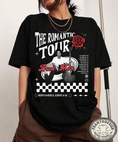 Men's & Women's Cotton Graphic Tees, Summer Tops Summer Outfits, Holiday Outfits For Women, Men Summer Clothes, Family Matching Outfit, Bruno Mar S Love Heart T Shirt 2026 Tour Music Concert Kids Adults Sizes New Unisex Casual Cotton Tops, Concert Outfits, Tops For Women Summer, Adult And Children's Sizes Concert Outfits Maternity Teacher Shirts  Going Out Outfits Graduation Work Tops For Women