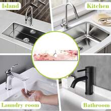 1pc Pink Floral Diatom Mud Decorative Non-Slip Silicone Faucet Drain Pad, Kitchen Drain Pad, Suitable For Bathroom And Kitchen Faucet Protection And Decoration. - Multicolor - View 12
