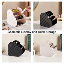 Makeup Brush Holder, Pencil & Lipstick Organizer, Desktop Pen Cup, Bedside Remote Control & Glasses Holder, Diagonal Slot 4-Grid Design, Heart-Shaped Pen Cup & Lipstick Organizer - Multicolor - View 6