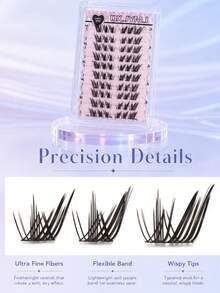 10 Rows/60 Clusters False Eyelashes, C-Curl Curly, Elongated Outer Corner, Perfect For Nude Or Natural Makeup, Natural And Realistic. Reusable, Suitable For Travel, Daily Wear (Suitable For Beginners), Wedding, Date, Party, Holiday Occasions. Segmented Lashes, Individual Lashes, Lash Clusters, False Eyelashes - C - View 5