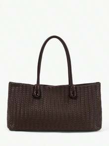 EFJE  Bolso de hombro para mujer, bolso hobo, de PU con relieve tejido, bolso tejido, de moda, elegante, sencillo, personalizado, versátil, clásico, para ir al trabajo, la oficina, citas, uso diario, compras, tomar el té por la tarde - Negro - Ver 6