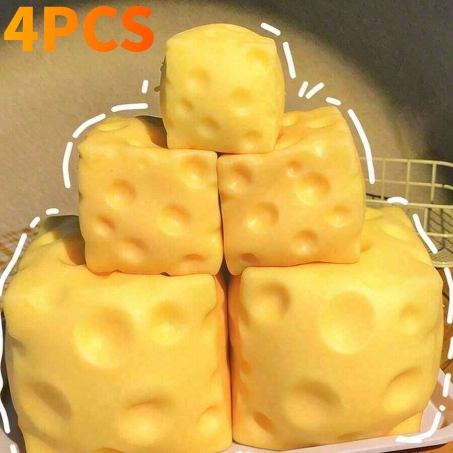 Jumbo Realistic Cheese Squeeze Toy, Slow Rebound Moldable Squishy Fidget Toy, Soft Sticky Texture Handheld Decompression Ball, Shapeable Fake Food Sensory Relaxation Gadget, Portable Hand Kneading Stress Relief Desk Decor, Funny Novelty Gag Gift For Birthday, Holiday & Party Favors, Ideal Indoor Office Classroom Leisure Toy, Anti-Anxiety Calming Squishy Play Toy For Kids, Teens And Adults Daily Emotional Relief & Relaxation - 方塊 - 查看 1